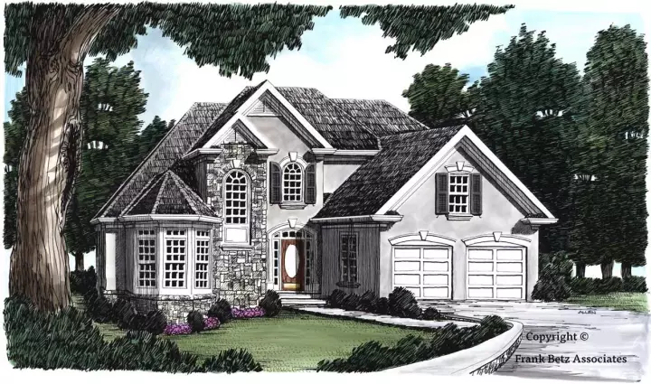 European house plans 85-359 - front exterior, 1,913 sq ft, 3 bed, 2 bath house plans | Monster House Plans
