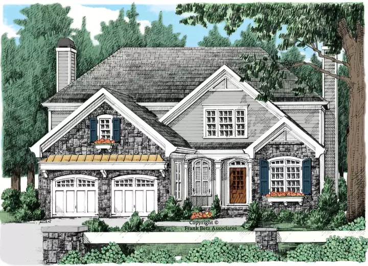 Cottage house plans 85-365 - front exterior, 2,538 sq ft, 5 bed, 3 bath house plans | Monster House Plans
