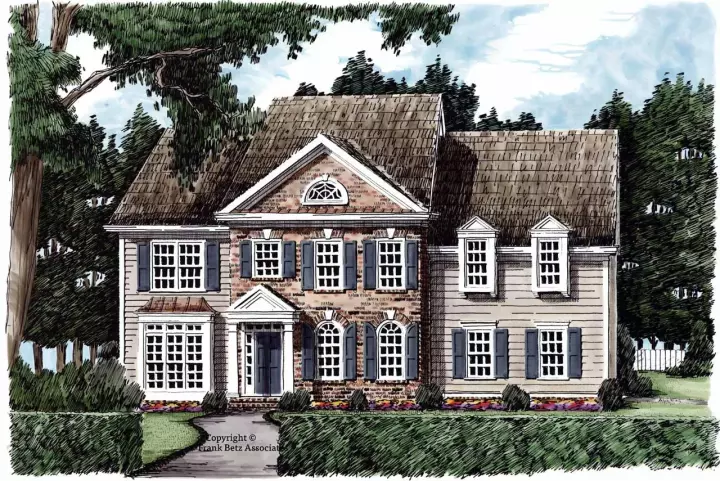 Southern Colonial house plans 85-366 - front exterior, 2,778 sq ft, 4 bed, 2 bath house plans | Monster House Plans