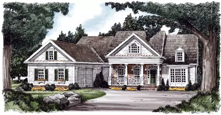 Southern house plans 85-414 - front exterior, 2,426 sq ft, 4 bed, 2 bath house plans | Monster House Plans