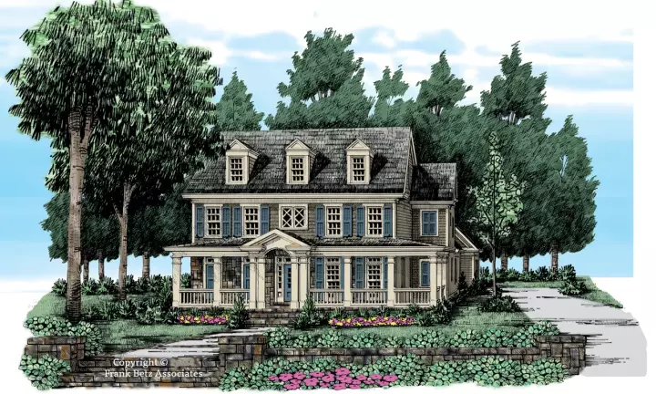 Southern Colonial house plans 85-422 - front exterior, 2,973 sq ft, 4 bed, 3 bath house plans | Monster House Plans