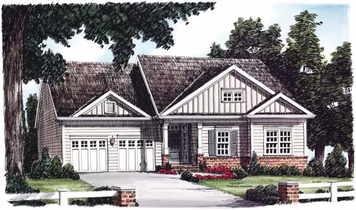 Craftsman house plans 85-425 - front exterior, 1,304 sq ft, 3 bed, 2 bath house plans | Monster House Plans
