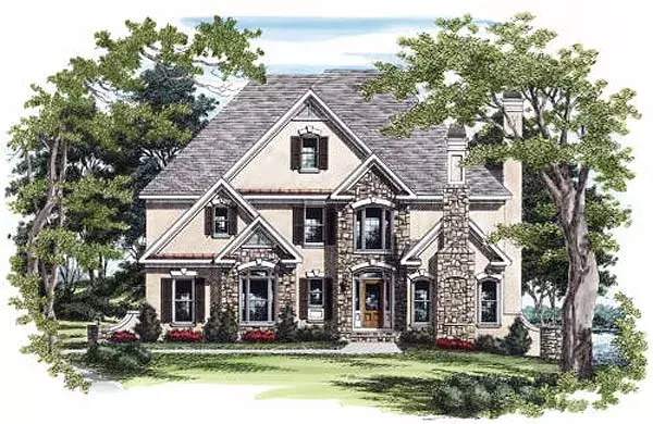 European house plans 85-428 - front exterior, 3,027 sq ft, 4 bed, 3 bath house plans | Monster House Plans