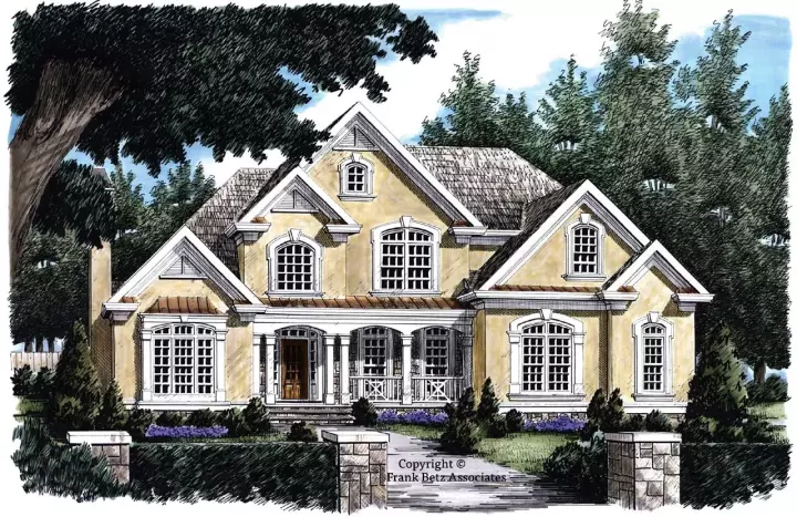 European house plans 85-438 - front exterior, 3,434 sq ft, 4 bed, 3 bath house plans | Monster House Plans