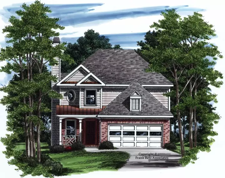 Traditional house plans 85-440 - front exterior, 1,358 sq ft, 3 bed, 2 bath house plans | Monster House Plans