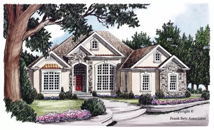 European house plans 85-450 - front exterior, 2,403 sq ft, 3 bed, 2 bath house plans | Monster House Plans