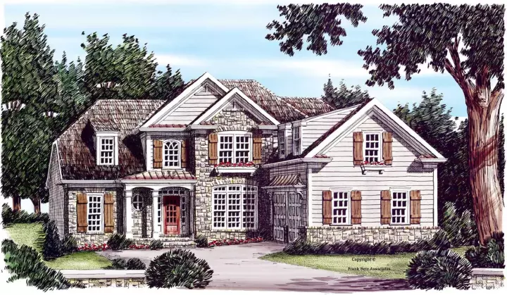 Cottage house plans 85-451 - front exterior, 2,430 sq ft, 4 bed, 3 bath house plans | Monster House Plans