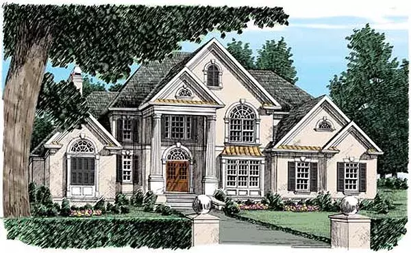 European house plans 85-456 - front exterior, 4,362 sq ft, 4 bed, 3 bath house plans | Monster House Plans