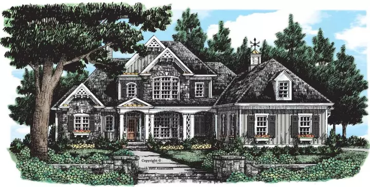 Cottage house plans 85-465 - front exterior, 3,708 sq ft, 4 bed, 4 bath house plans | Monster House Plans
