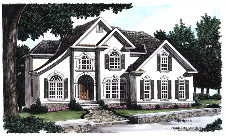 European house plans 85-468 - front exterior, 2,685 sq ft, 4 bed, 3 bath house plans | Monster House Plans