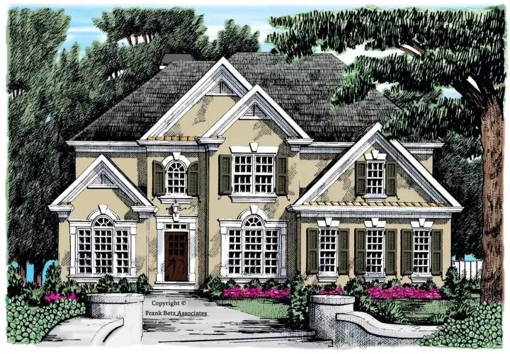European house plans 85-472 - front exterior, 2,346 sq ft, 4 bed, 2 bath house plans | Monster House Plans