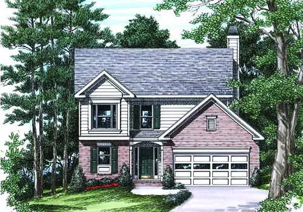 Traditional house plans 85-474 - front exterior, 1,367 sq ft, 3 bed, 2 bath house plans | Monster House Plans