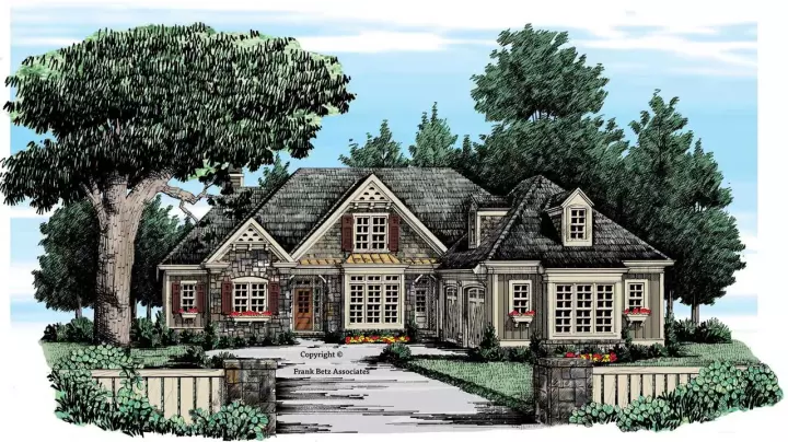 Cottage house plans 85-487 - front exterior, 2,066 sq ft, 3 bed, 2 bath house plans | Monster House Plans