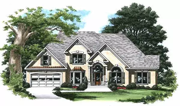European house plans 85-492 - front exterior, 2,731 sq ft, 3 bed, 3 bath house plans | Monster House Plans