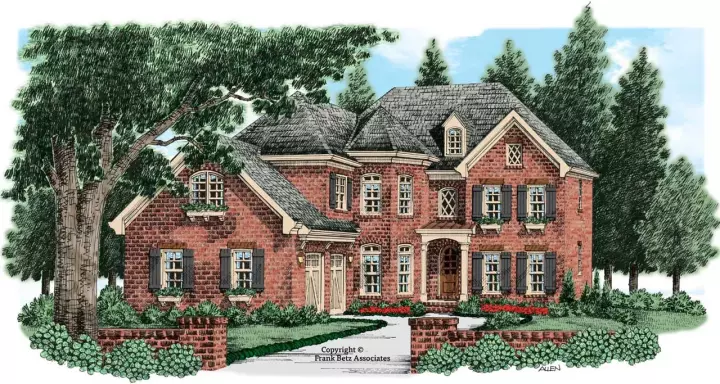 European house plans 85-496 - front exterior, 3,324 sq ft, 5 bed, 4 bath house plans | Monster House Plans