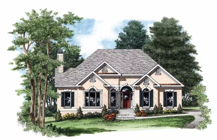 European house plans 85-514 - front exterior, 1,759 sq ft, 3 bed, 2 bath house plans | Monster House Plans