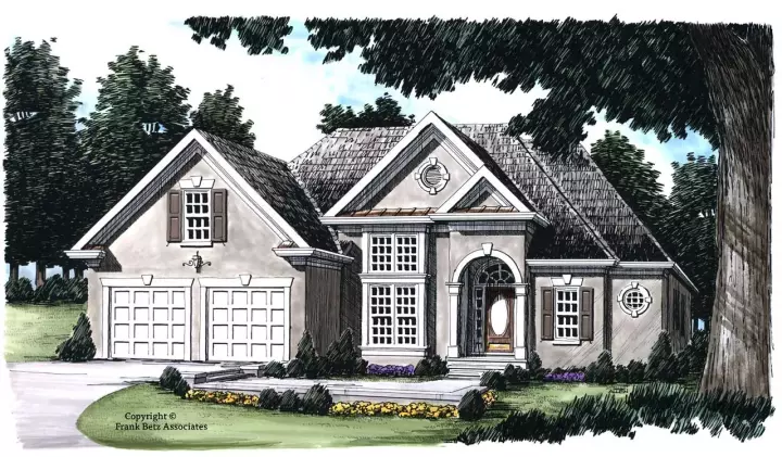 European house plans 85-524 - front exterior, 1,544 sq ft, 3 bed, 2 bath house plans | Monster House Plans