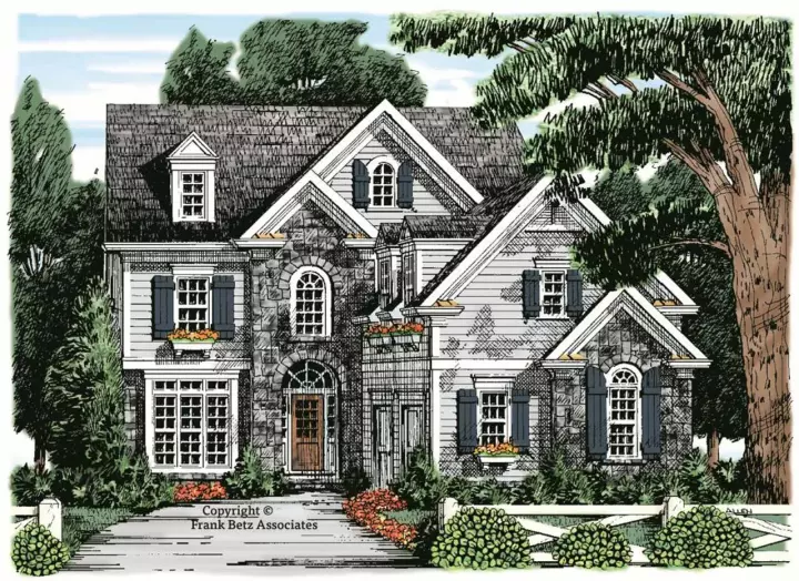 Traditional house plans 85-527 - front exterior, 2,702 sq ft, 4 bed, 4 bath house plans | Monster House Plans