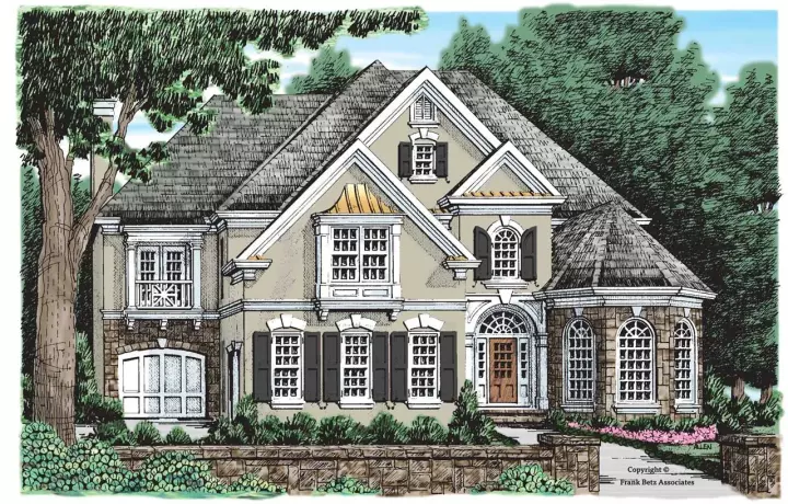 European house plans 85-561 - front exterior, 4,049 sq ft, 5 bed, 4 bath house plans | Monster House Plans