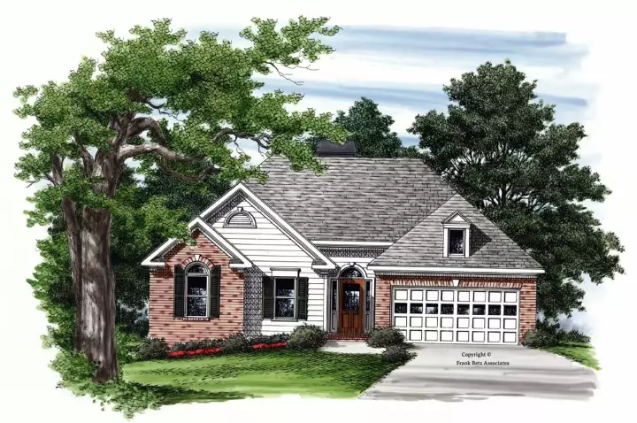Traditional house plans 85-587 - front exterior, 1,324 sq ft, 3 bed, 2 bath house plans | Monster House Plans