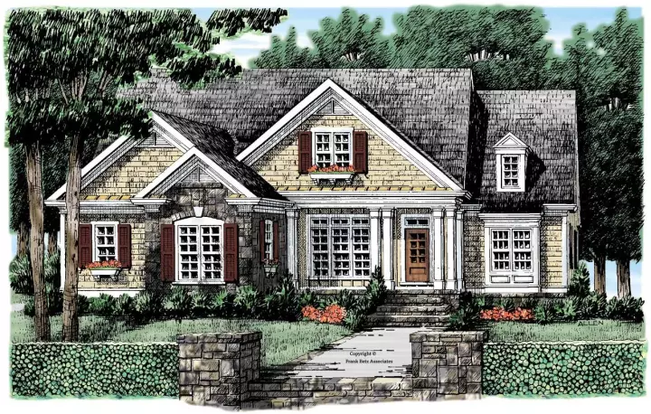 Cottage house plans 85-652 - front exterior, 2,917 sq ft, 3 bed, 2 bath house plans | Monster House Plans