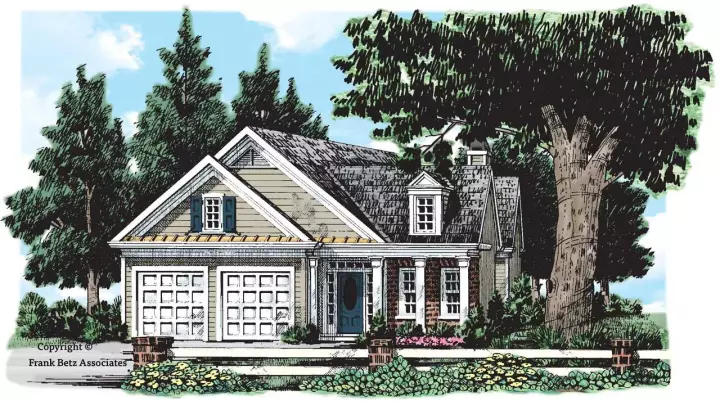 Cottage house plans 85-662 - front exterior, 1,546 sq ft, 2 bed, 2 bath house plans | Monster House Plans