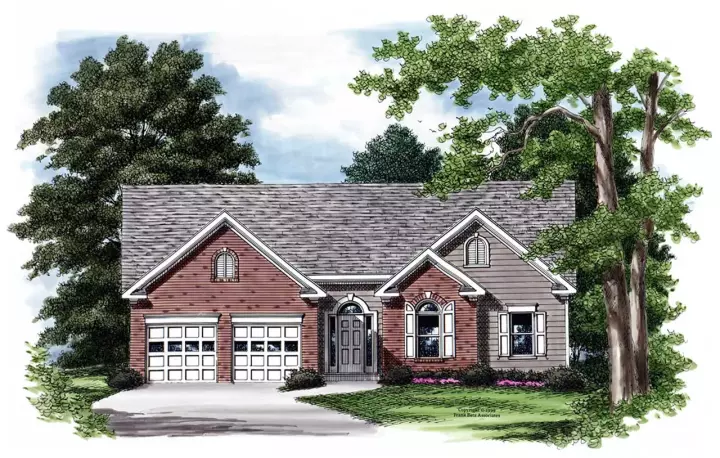 Traditional house plans 85-663 - front exterior, 1,441 sq ft, 3 bed, 2 bath house plans | Monster House Plans