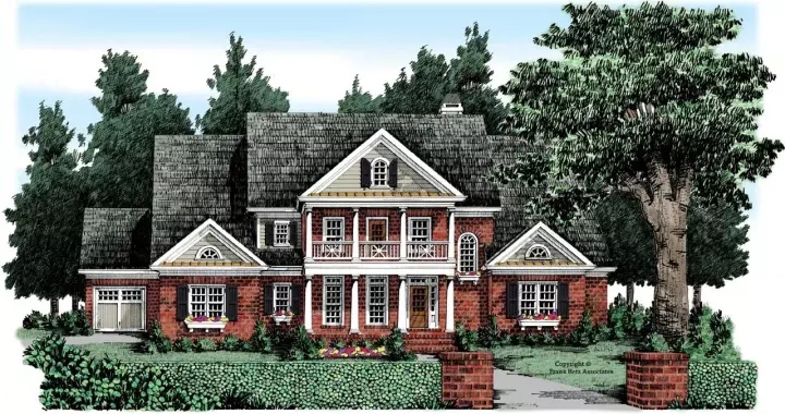 Southern Colonial house plans 85-694 - front exterior, 4,205 sq ft, 4 bed, 3 bath house plans | Monster House Plans