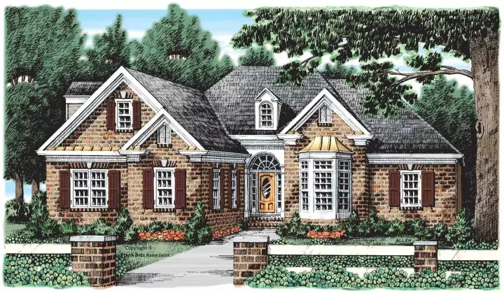Traditional house plans 85-714 - front exterior, 1,725 sq ft, 3 bed, 2 bath house plans | Monster House Plans