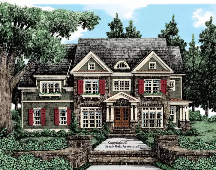 New England Colonial house plans 85-723 - front exterior, 3,586 sq ft, 4 bed, 4 bath house plans | Monster House Plans