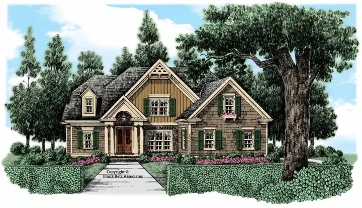 Cottage house plans 85-734 - front exterior, 2,459 sq ft, 4 bed, 3 bath house plans | Monster House Plans