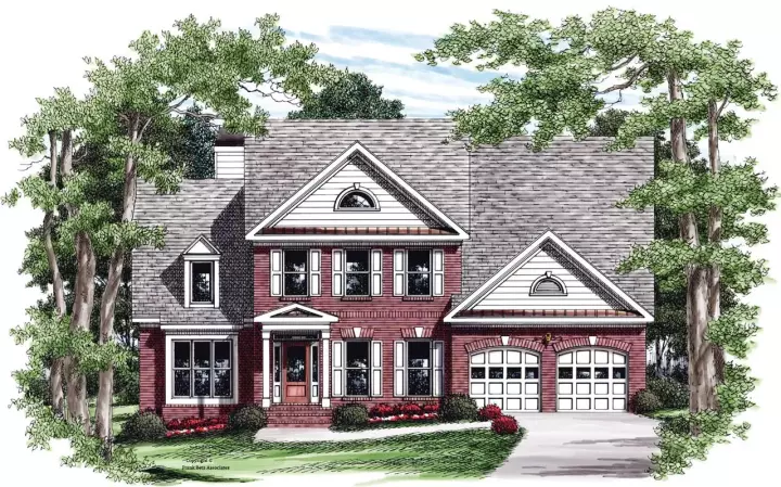 Early American house plans 85-747 - front exterior, 2,429 sq ft, 4 bed, 3 bath house plans | Monster House Plans