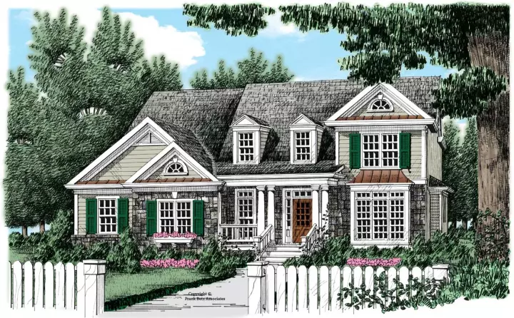 Cottage house plans 85-750 - front exterior, 2,438 sq ft, 4 bed, 3 bath house plans | Monster House Plans