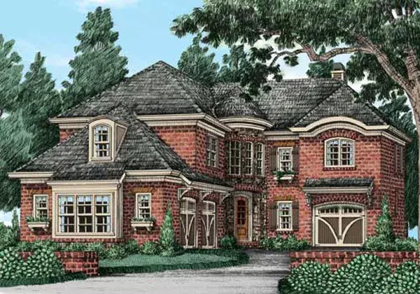 European house plans 85-956 - front exterior, 3,697 sq ft, 4 bed, 4 bath house plans | Monster House Plans