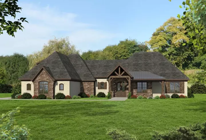 European house plans 87-101 - front exterior, 3,445 sq ft, 4 bed, 3 bath house plans | Monster House Plans