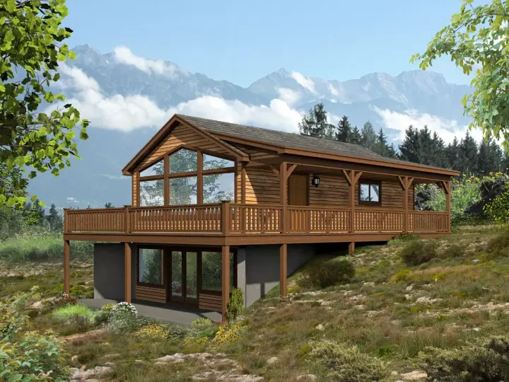 Contemporary house plans 87-116 - front exterior, 765 sq ft, 2 bed, 2 bath house plans | Monster House Plans