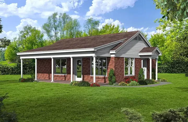 Country house plans 87-118 - front exterior, 815 sq ft, 1 bed, 1 bath house plans | Monster House Plans