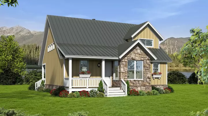 Country house plans 87-134 - front exterior, 1,850 sq ft, 3 bed, 2 bath house plans | Monster House Plans