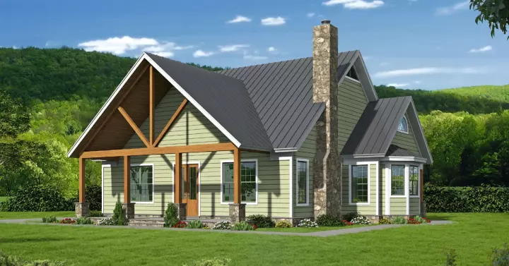 Mountain Rustic house plans 87-137 - front exterior, 2,300 sq ft, 3 bed, 3 bath house plans | Monster House Plans