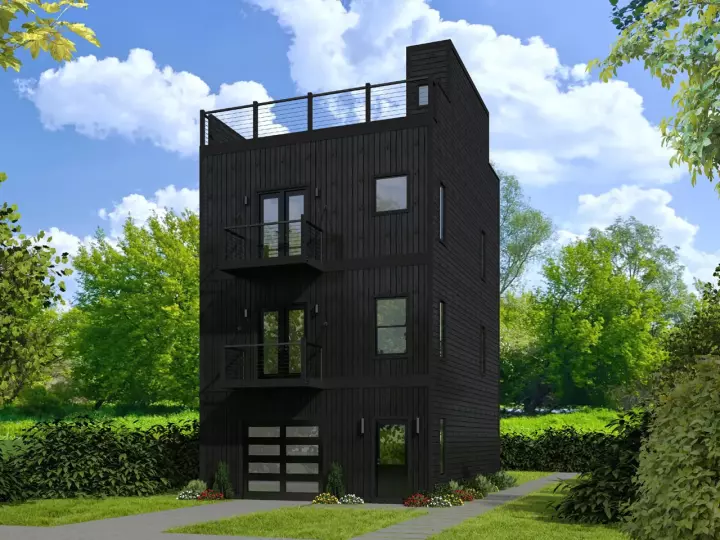 Modern house plans 87-156 - front exterior, 1,457 sq ft, 2 bed, 2 bath house plans | Monster House Plans