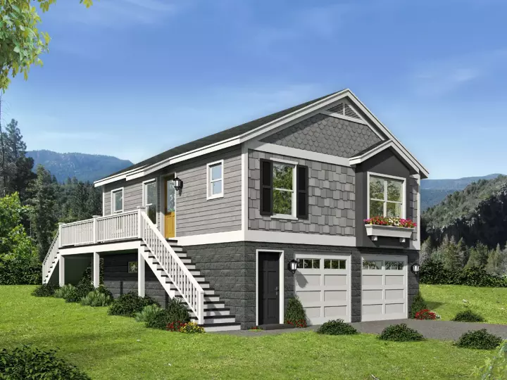 Traditional house plans 87-165 - front exterior, 780 sq ft, 1 bed, 1 bath house plans | Monster House Plans