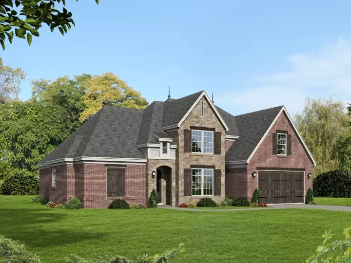 European house plans 87-208 - front exterior, 3,069 sq ft, 4 bed, 3 bath house plans | Monster House Plans