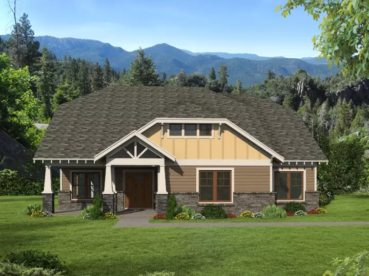 Craftsman house plans 87-218 - front exterior, 2,304 sq ft, 3 bed, 2 bath house plans | Monster House Plans