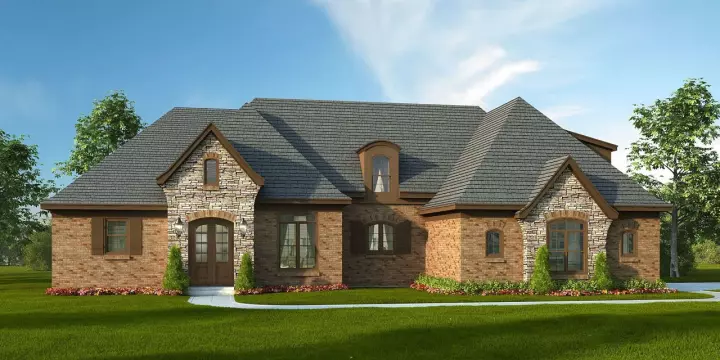 French Country house plans 87-220 - front exterior, 3,127 sq ft, 5 bed, 3 bath house plans | Monster House Plans