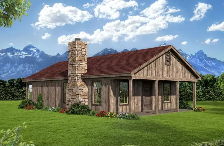 Country house plans 87-245 - front exterior, 1,000 sq ft, 2 bed, 1 bath house plans | Monster House Plans