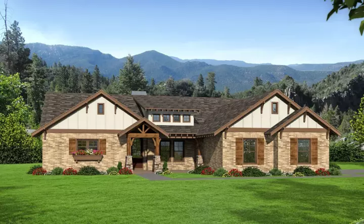 Craftsman house plans 87-246 - front exterior, 2,500 sq ft, 3 bed, 2 bath house plans | Monster House Plans
