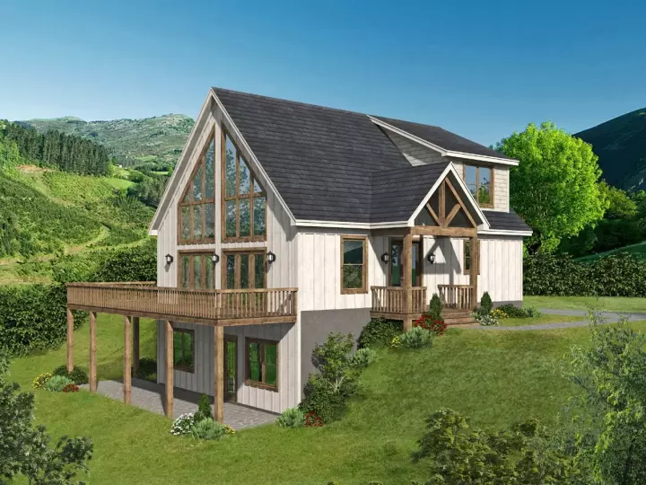 Contemporary house plans 87-271 - front exterior, 1,770 sq ft, 3 bed, 2 bath house plans | Monster House Plans