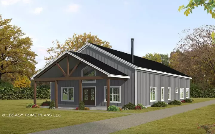 Barndominium house plans 87-279 - front exterior, 3,184 sq ft, 4 bed, 3 bath house plans | Monster House Plans