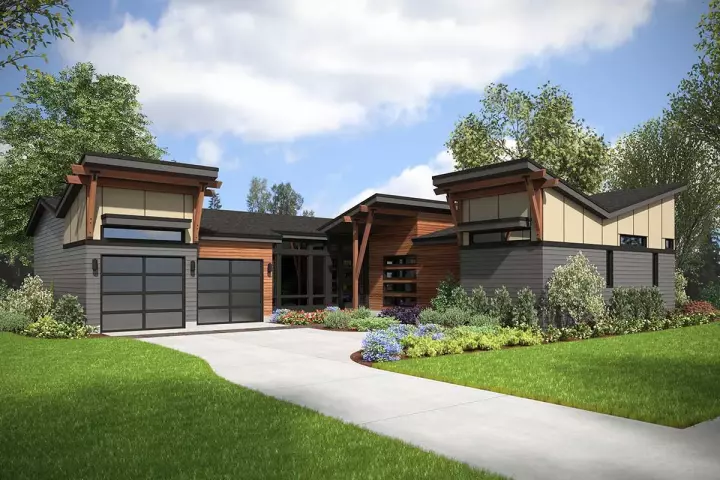 Contemporary house plans 88-1032 - front exterior, 4,425 sq ft, 4 bed, 4 bath house plans | Monster House Plans