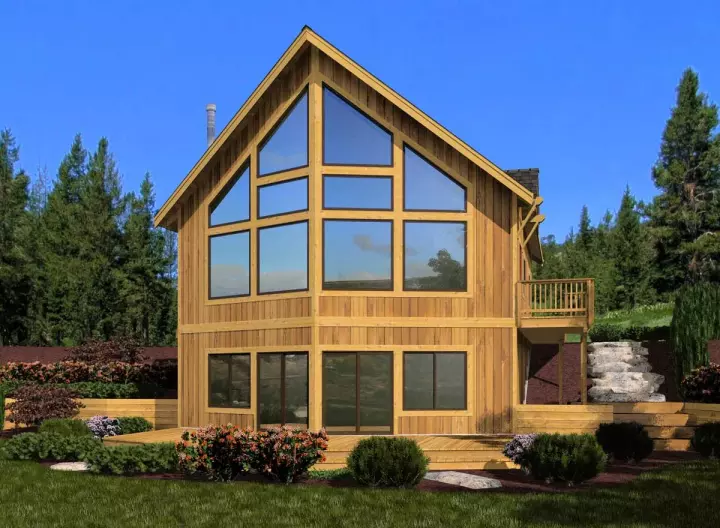 Contemporary house plans 88-140 - front exterior, 1,450 sq ft, 3 bed, 2 bath house plans | Monster House Plans
